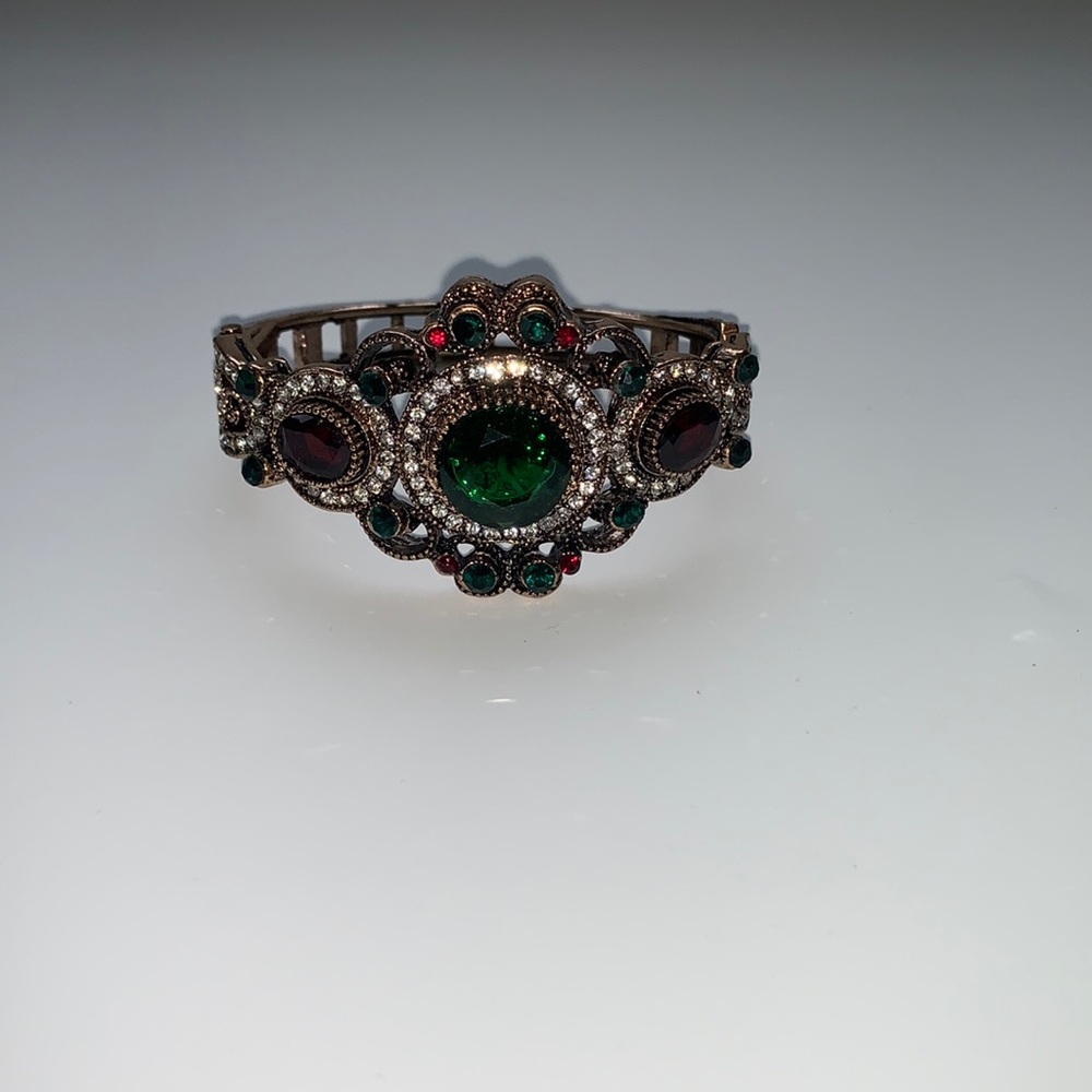Indian/Pakistani Green/Maroon Cooper Cuff Bracelet